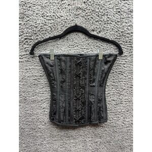 Burleska Couture Jacquard Lace-Up Front Overbust Corset Black Womens Size 20